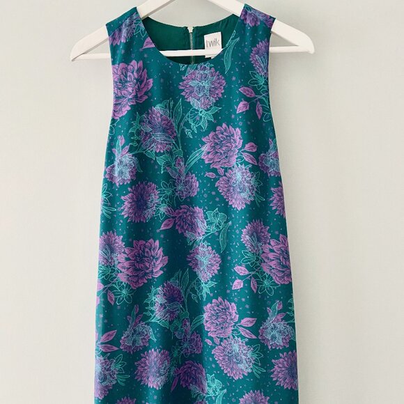 TWIK Teal Floral Shift Dress - Size S - Picture 1 of 5